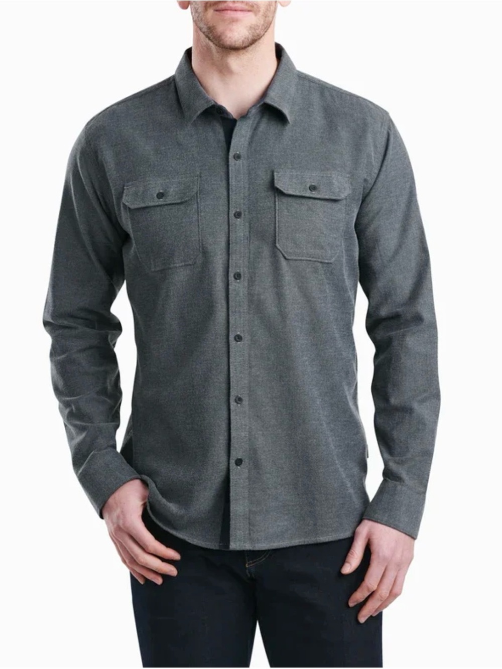 Kuhl DESCENDR Flannel Button down Shirt Long Sleeve Sz M Grey